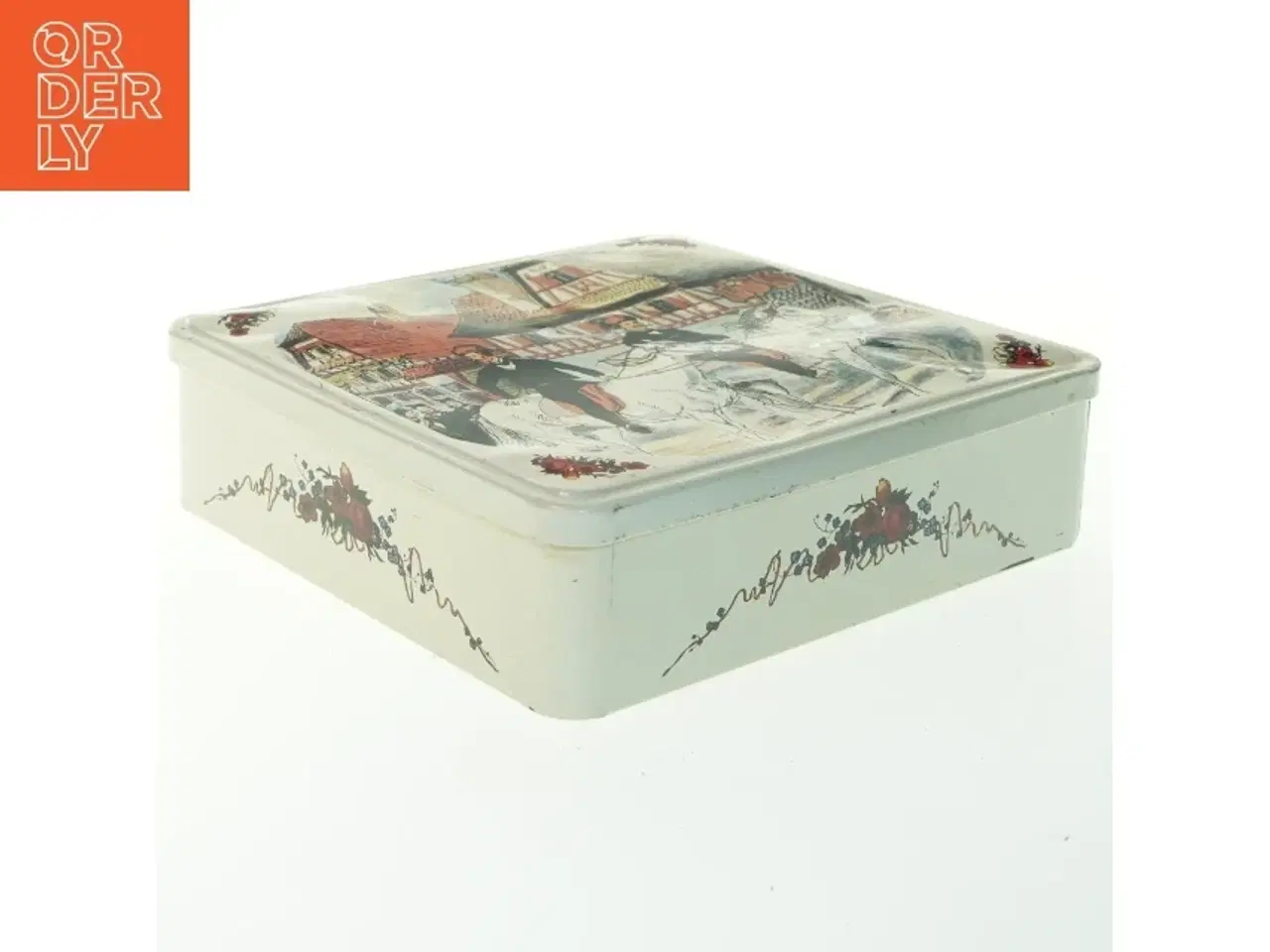 Billede 1 - Antik fransk metal kagedåse fra Massily (str. 22x23x7 cm)