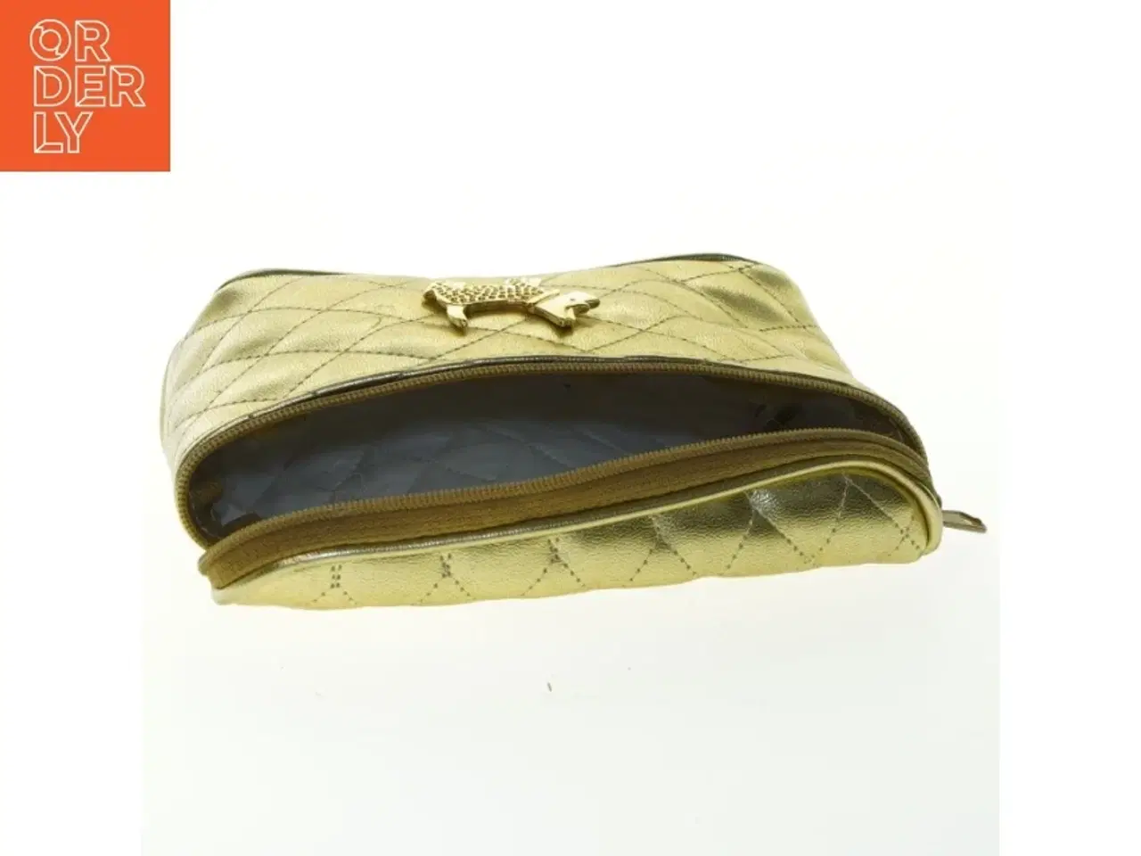 Billede 6 - Quiltet skuldertaske i gyldent materiale (str. 18x10 cm)