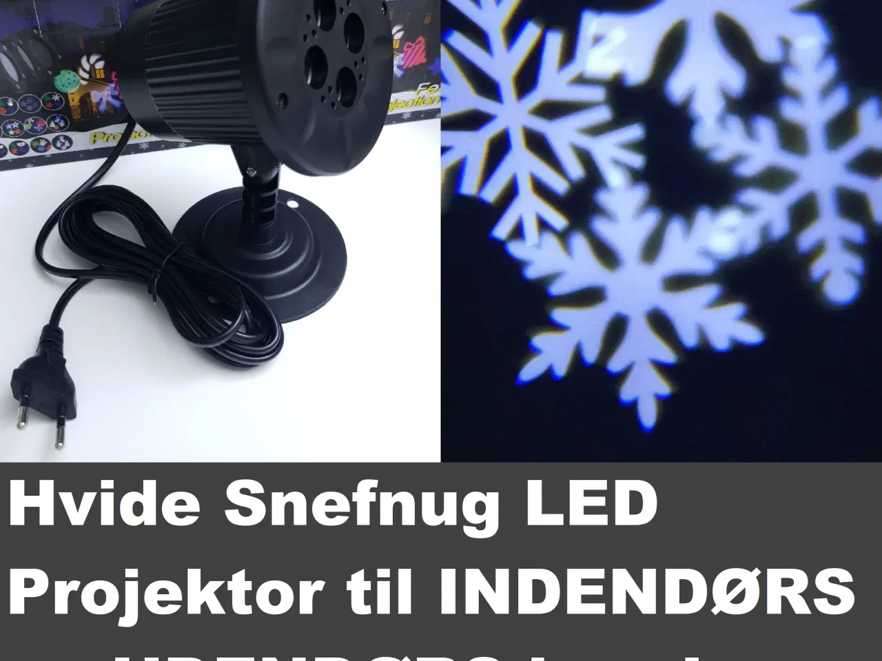 Billede 1 - NY! Udendørs Roterende HVID Snefnug Projektor