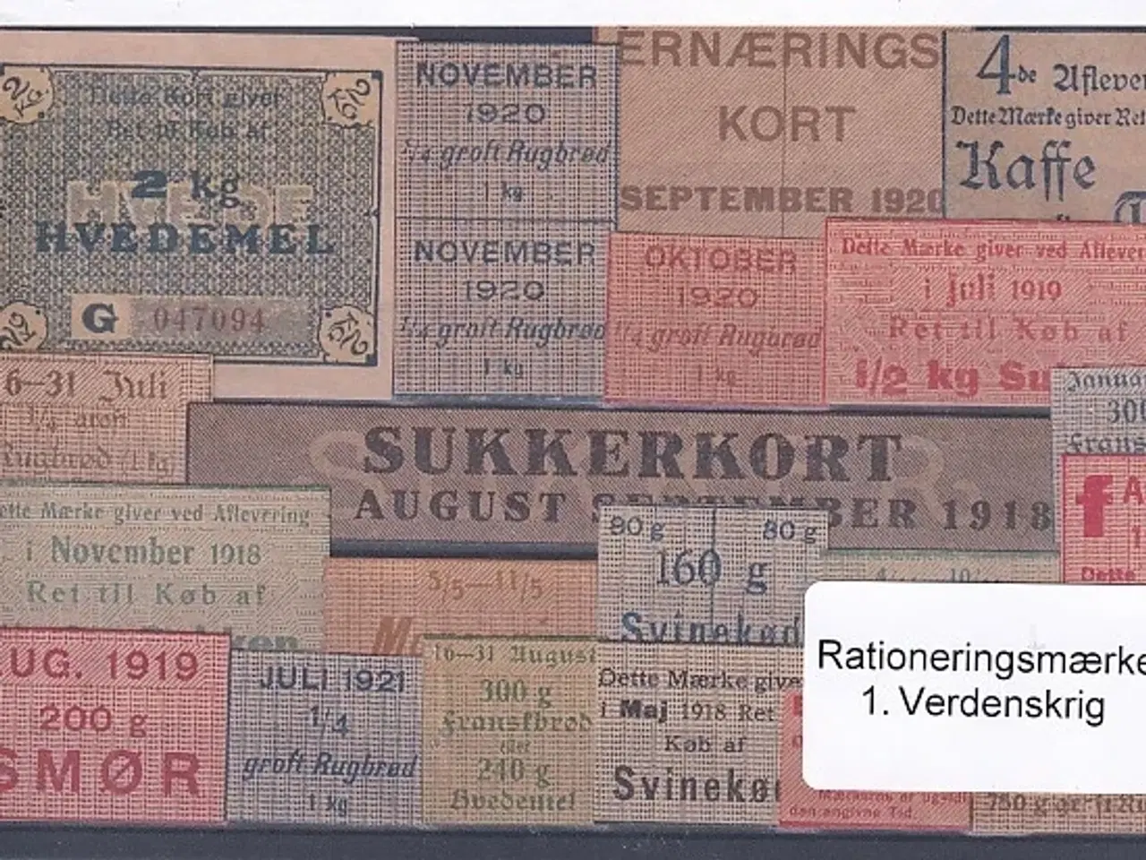 Billede 1 - Rationeringsmærker - 1. Verdenskrig