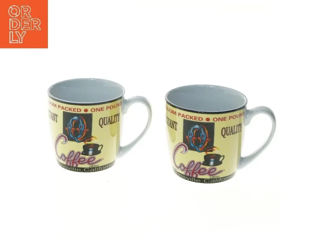 Billede 1 - 2 kaffekrus med retro design fra Maisons (str. 2 stk Ø 9 cm længde 9 cm)