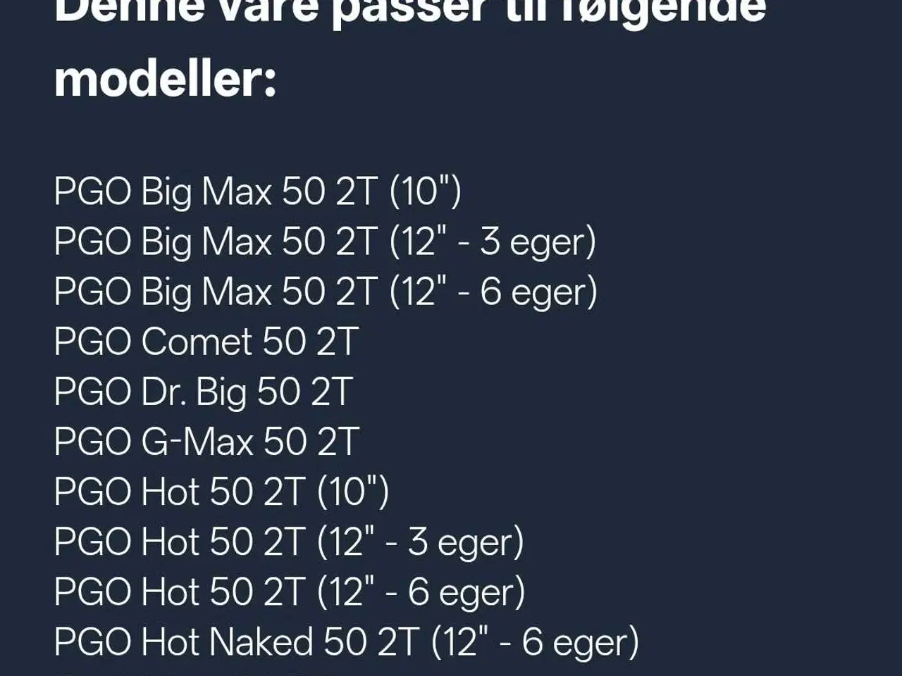 Billede 4 - PGO Hot 50/Dr.Big/PMX. Ny Original Variator 30km/t
