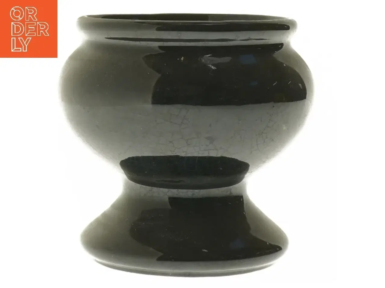 Billede 1 - Sort keramikvase fra Portugal (str. Ø 12 cm længde 13,5 cm)