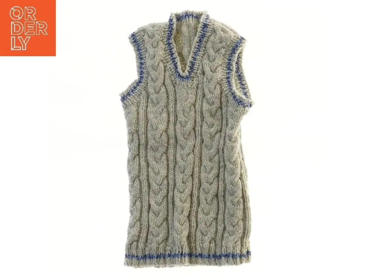 Billede 1 - Strikket vest med kabelmønster (str. bryst:28 længde:44 cm)