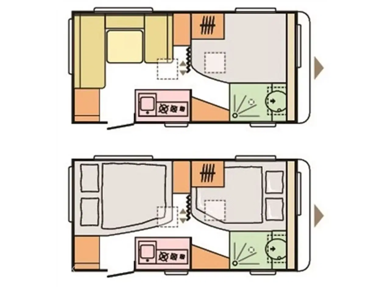 Billede 22 - 2026 - Adria Altea 432 PX   Dobbeltseng, Truma blæservarme, gulvvarme, 90 l. køleskab m/ fryser, hjulafdækning, stabilisator