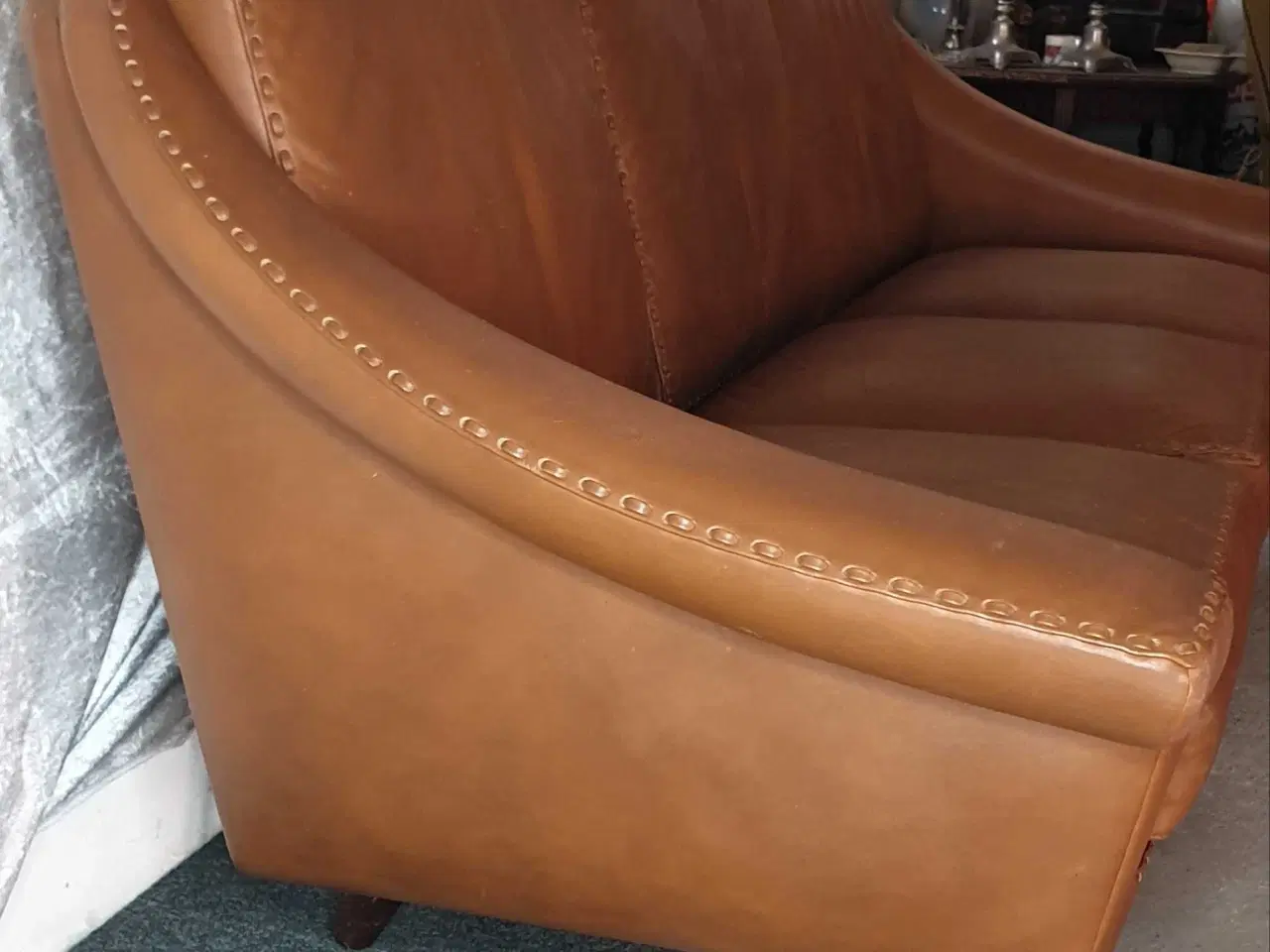 Billede 3 - Retro lædersofa i cognacfarvet læder, Dansk design