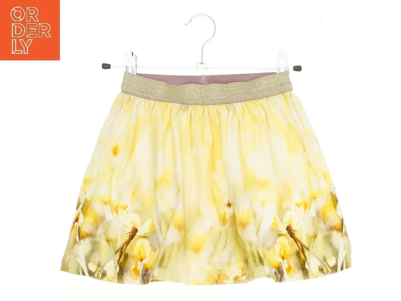 Billede 1 - Gul blomsterprintet nederdel til børn (str. 116)