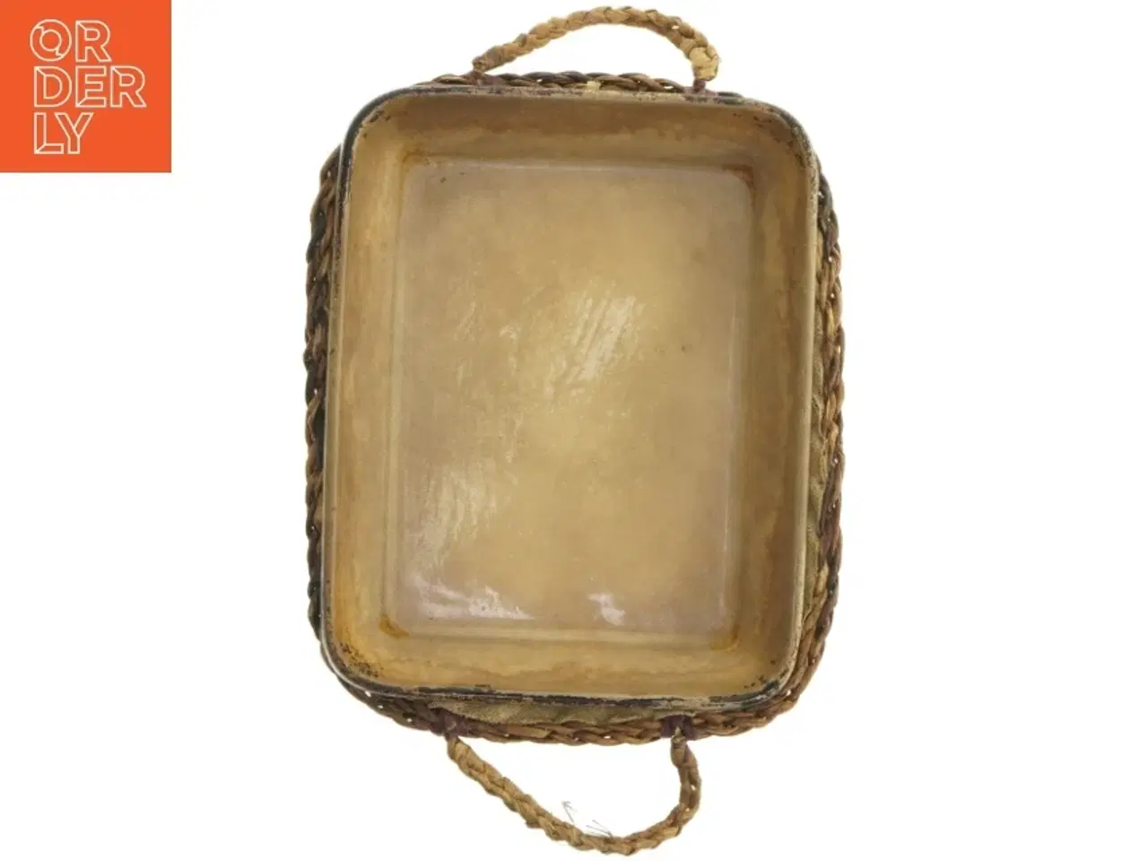 Billede 1 - Rustik ovnfast fad med serveringsbakke i flet (str. 26x20 cm)