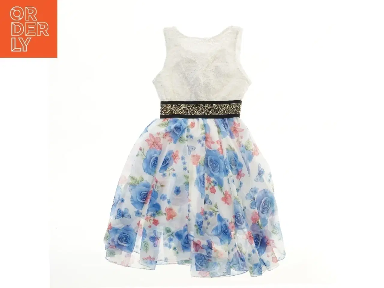 Billede 2 - Blomsterkjole med pailletter (str. 128)