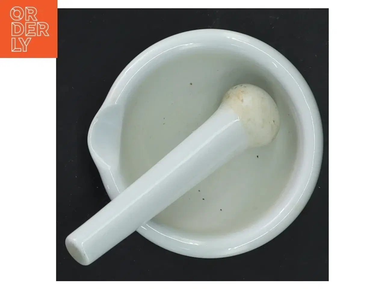 Billede 5 - Morter og pistil i hvid porcelæn (str. 10x4,5&11,5x2 cm)