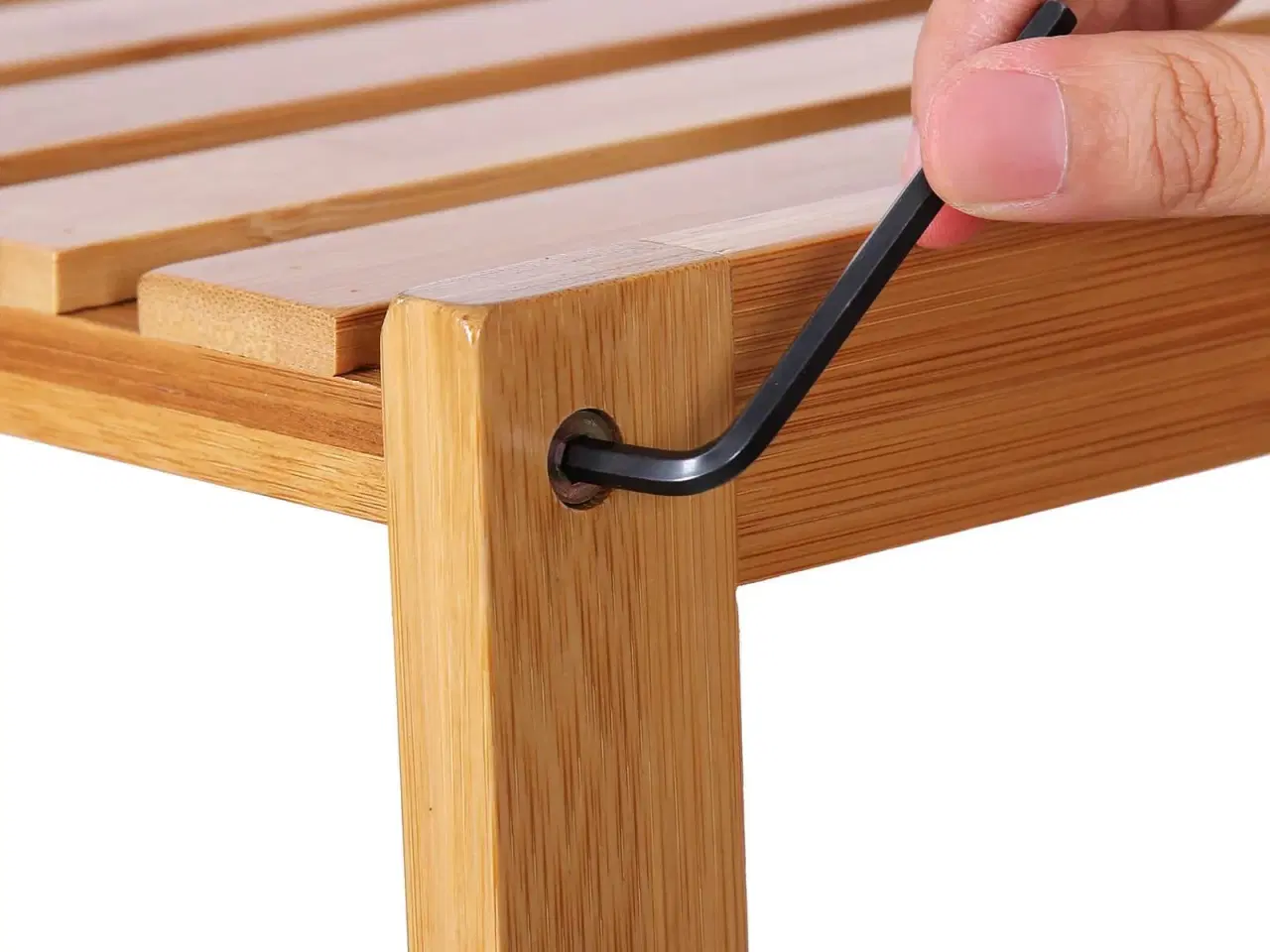 Billede 5 - Reol i bambus med 5 hylder justerbar, natur, 60 × 26 × 130 cm