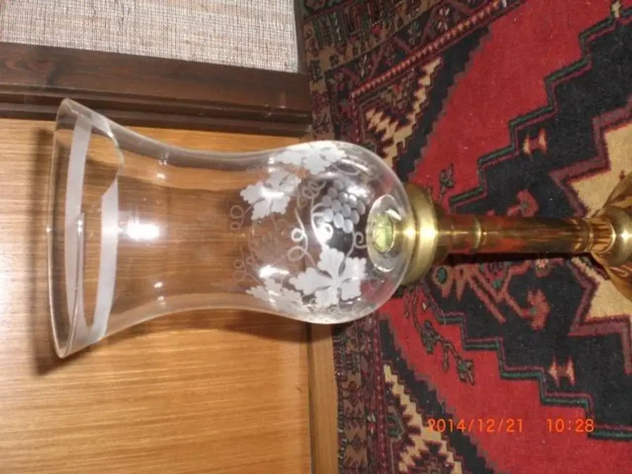 Billede 2 - Messing Lanterne med mønstret glas