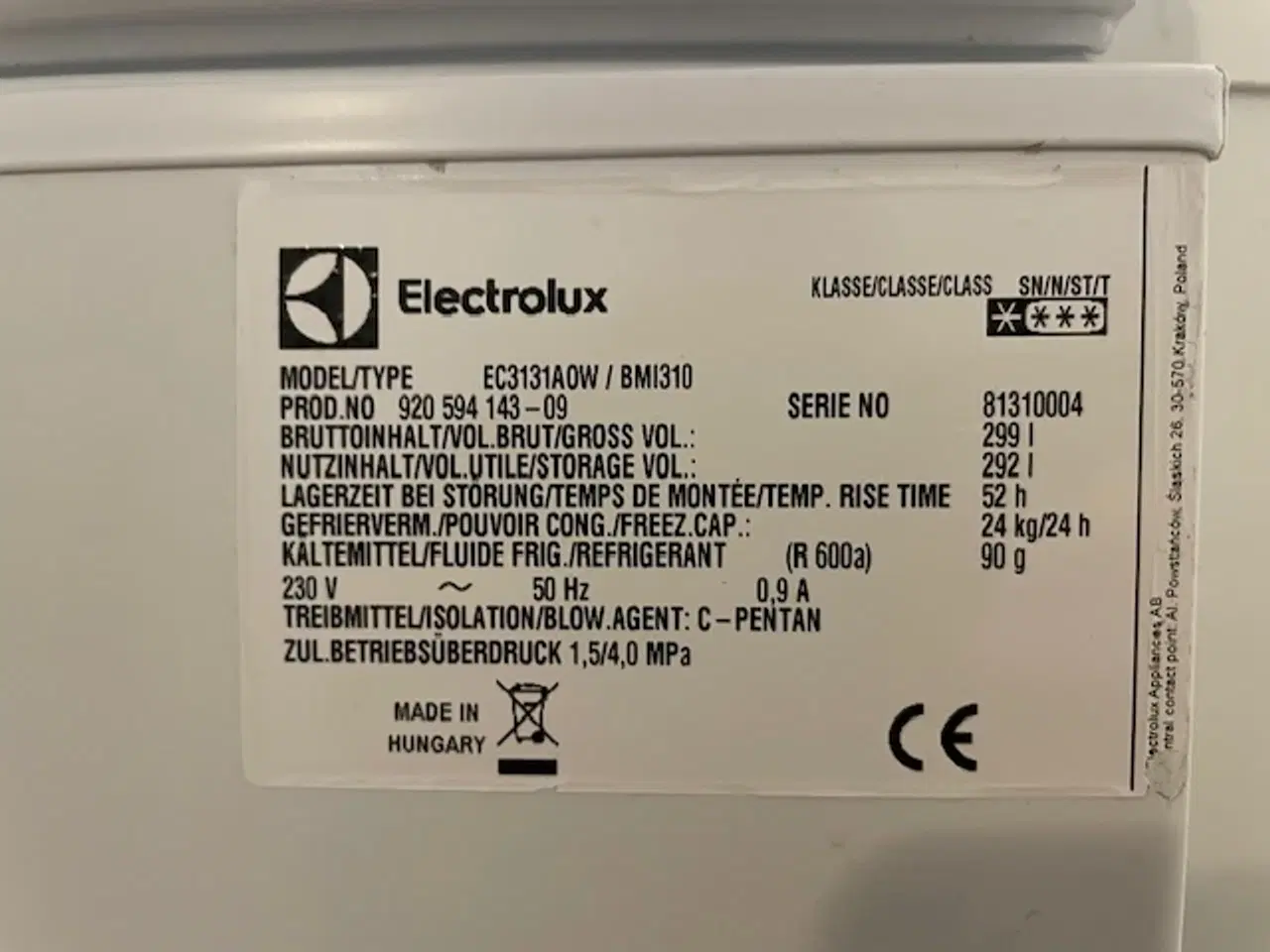Billede 3 - Kummefryser, Electrolux 292L