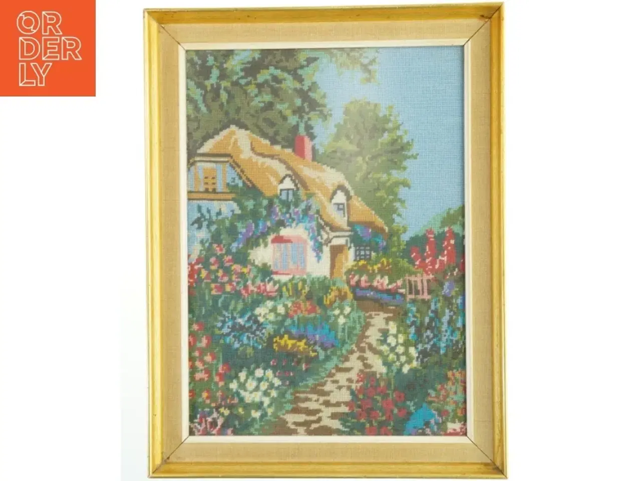 Billede 1 - Broderi i træramme (str. 56x43 cm)