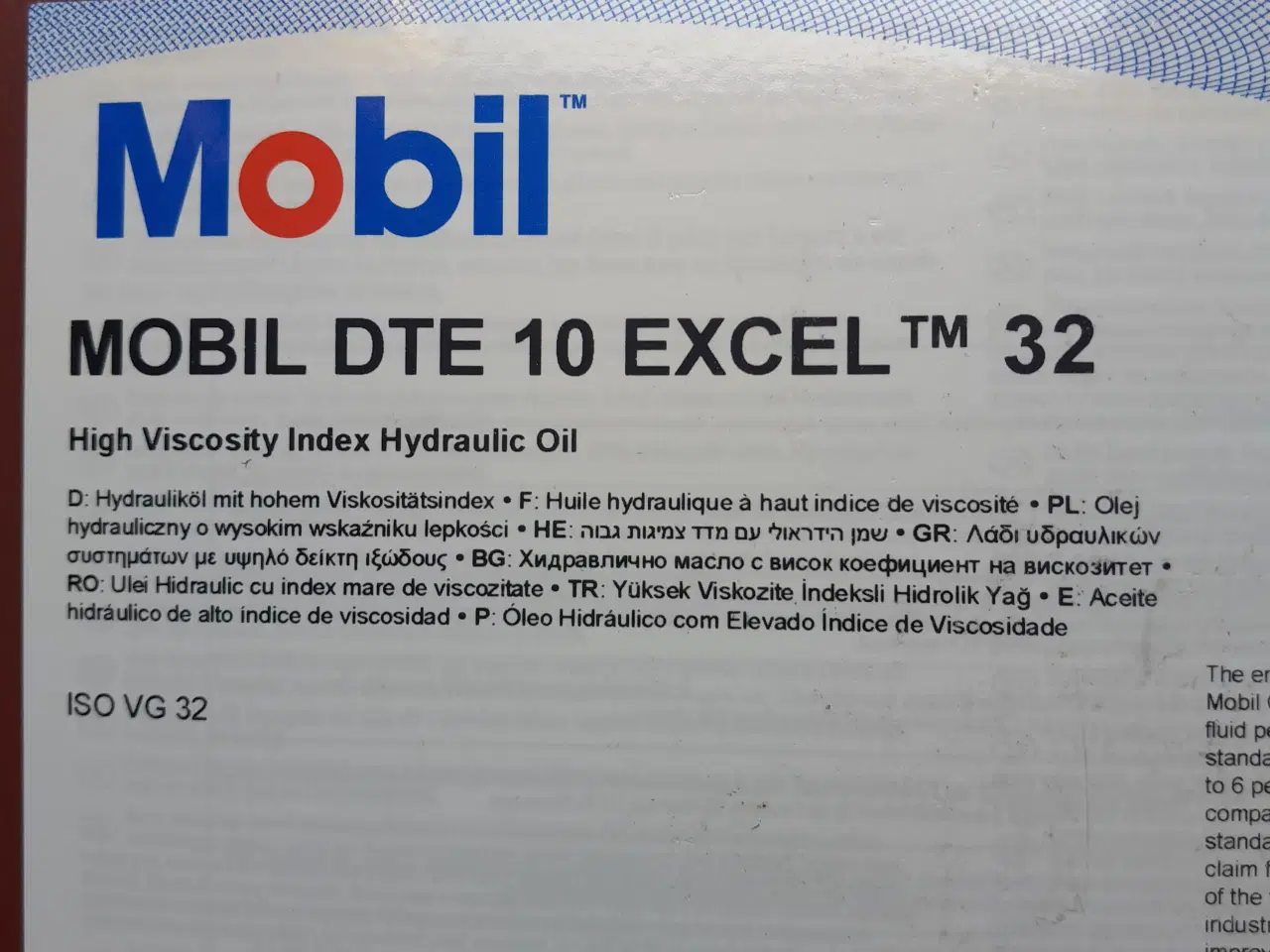 Billede 1 -  Hydralikolie Mobil dte 10 excel 32