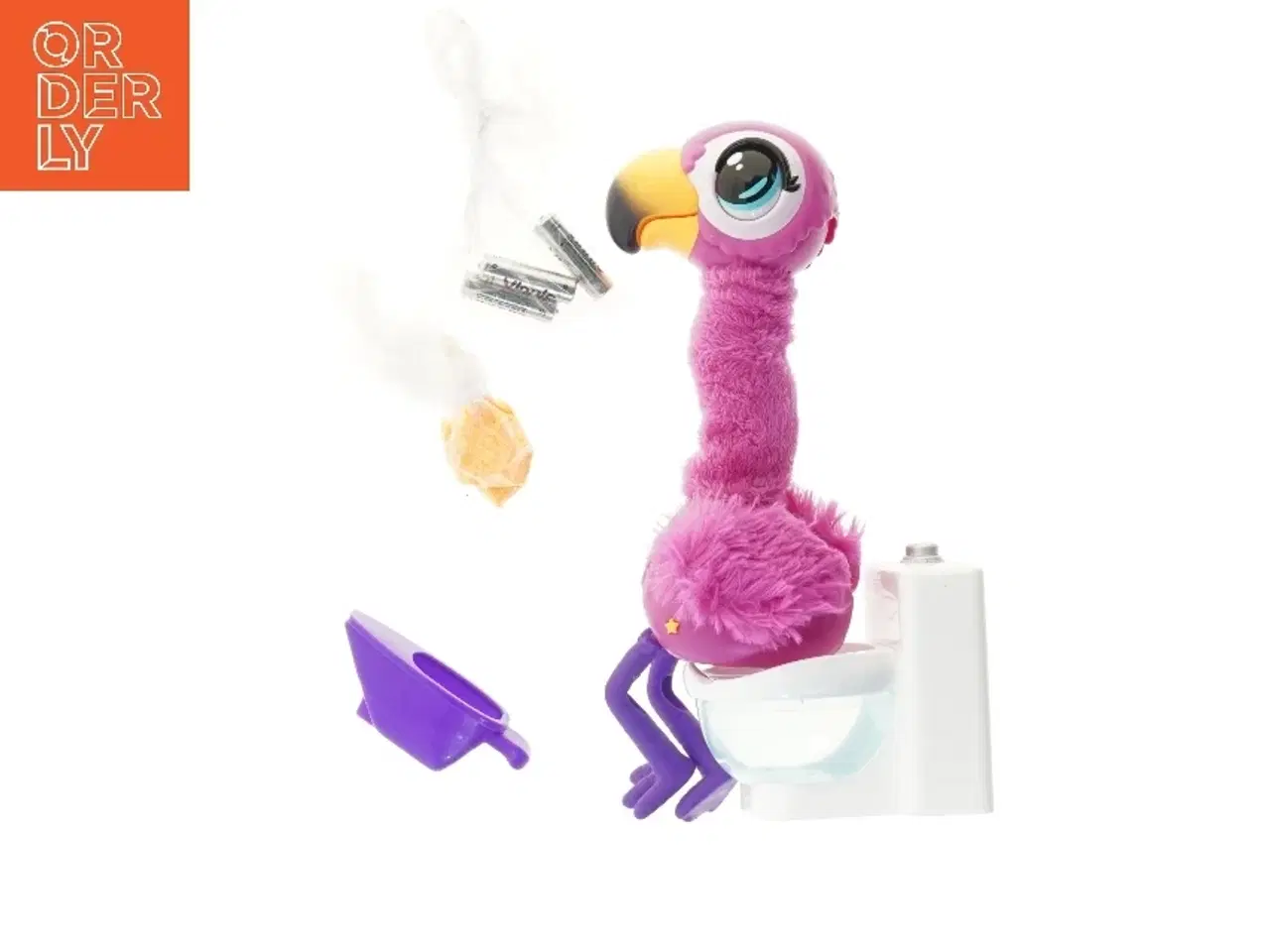 Billede 2 - Flamingo legetøj med toilet (str. 33 cm)