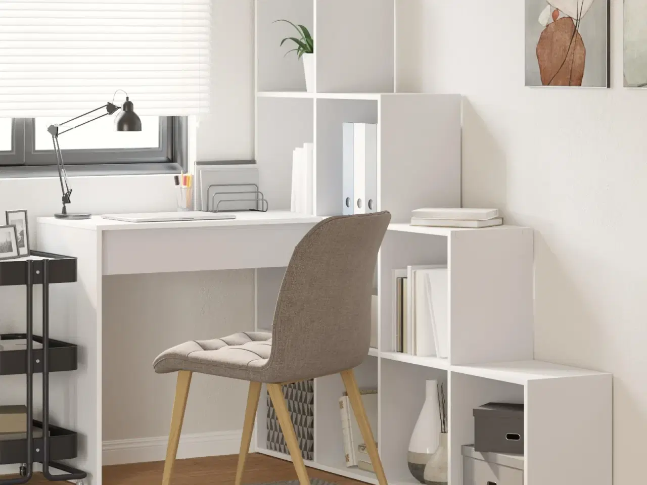 Billede 1 - Hjørneskrivebord Hvid 101,5 x 149,5 x 149,5 cm Konstrueret træ