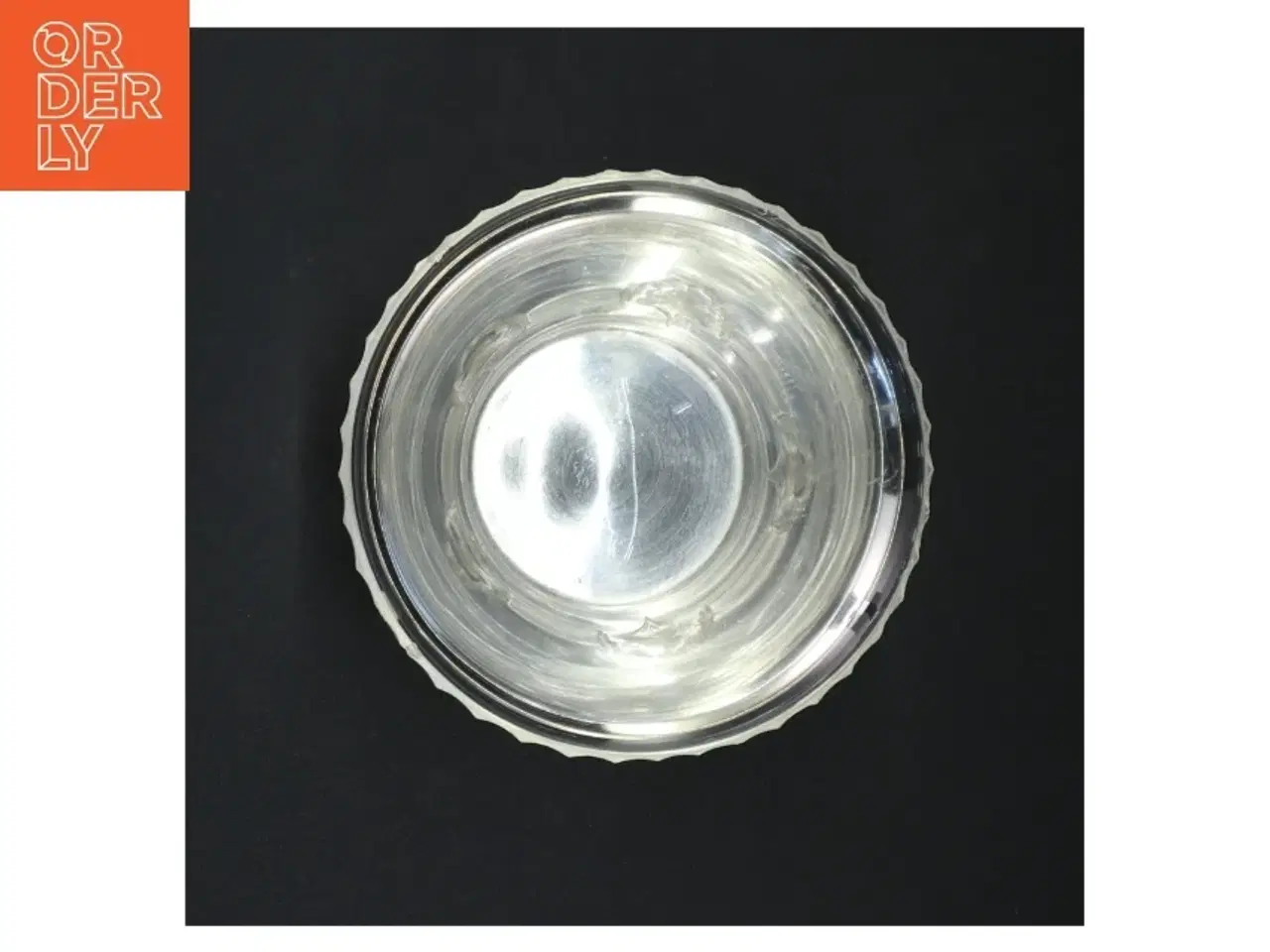 Billede 2 - Antik Sølvfarvet metalskål med glasindsats fra Victoria (str. 13,5 x 7,5 cm)