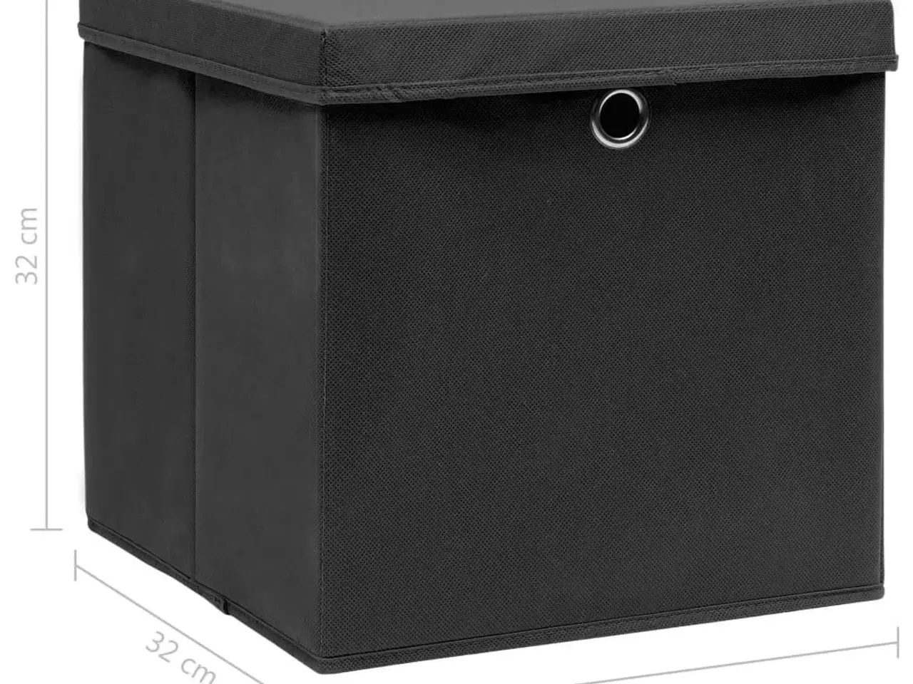 Billede 6 - Opbevaringskasser med låg 10 stk. 32x32x32 stof sort