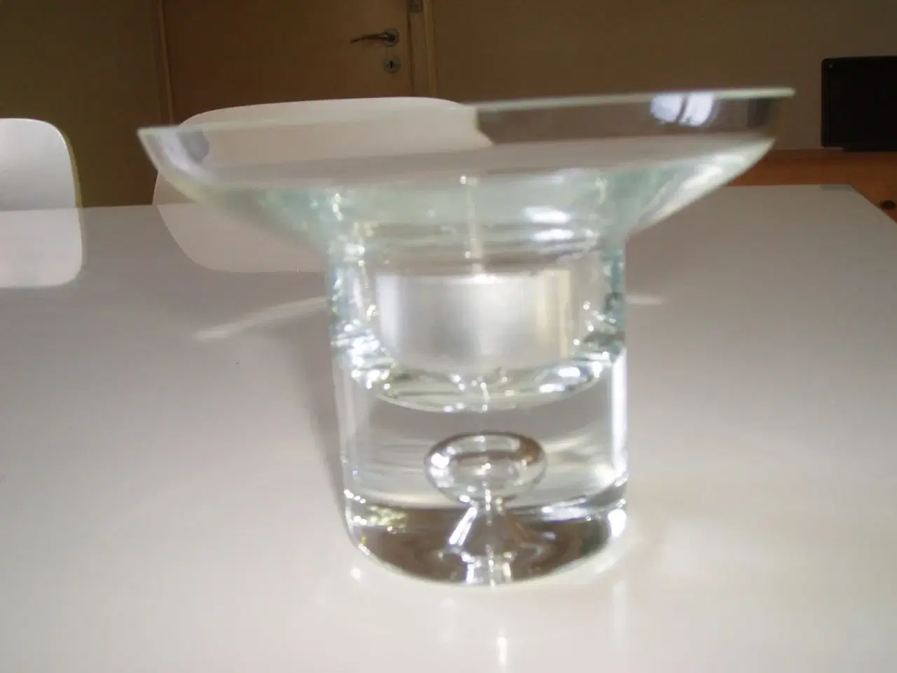 Billede 1 - Lysestage i glas med dråbe