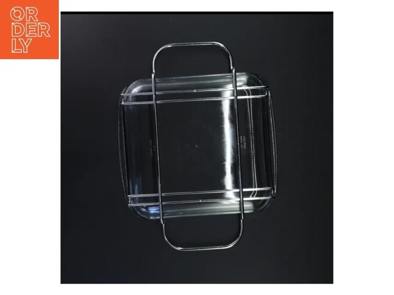 Billede 3 - Firkantet glasfad med metalholder fra Marinex (str. 24x22 cm)