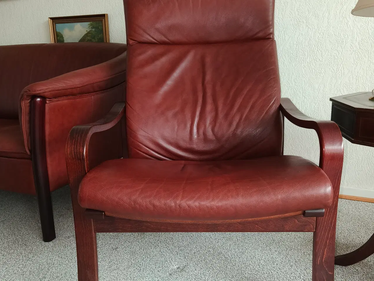 Billede 3 - Lædersofa med lænestole
