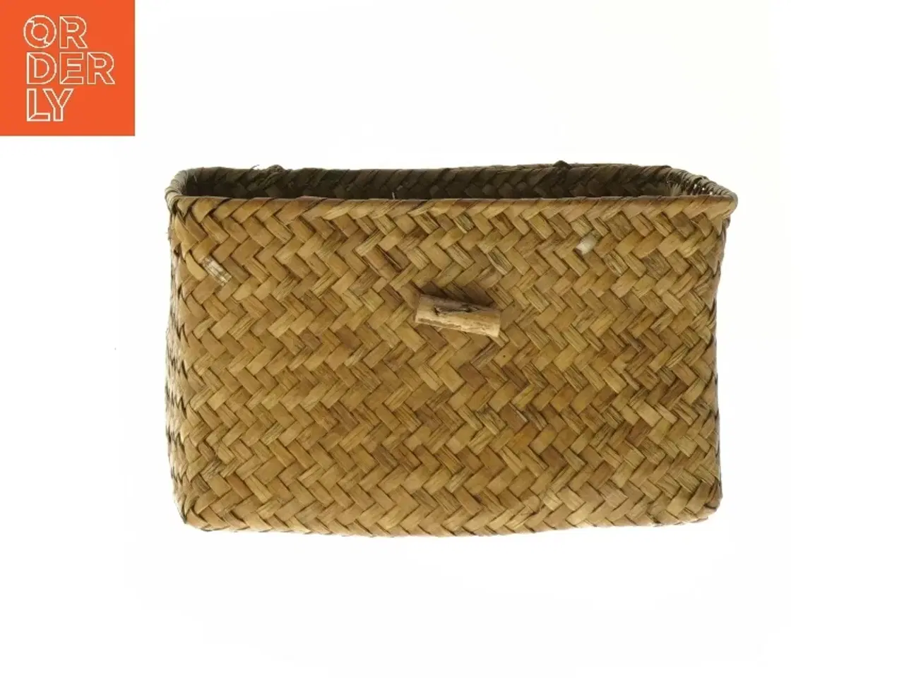 Billede 4 - Flettet opbevaringskurv med låg (str. 11x17x13 cm)