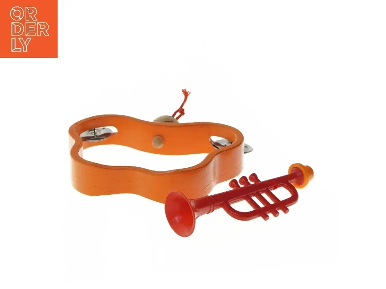 Billede 3 - Børnetamburin og legetøjstrompet (str. 18,5x13 cm)