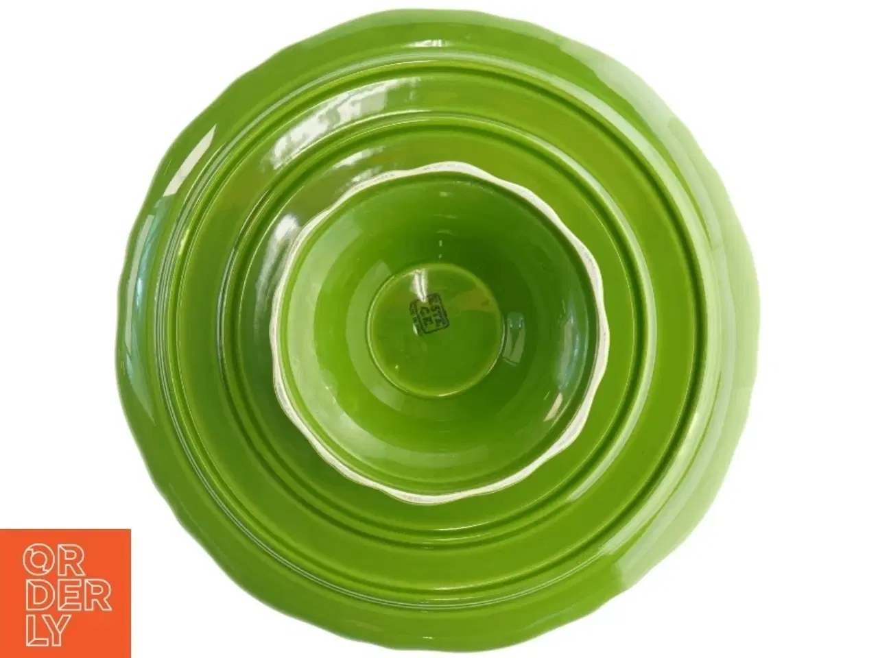 Billede 3 - Grøn keramik kagefad (str. Ø. 33 cm)