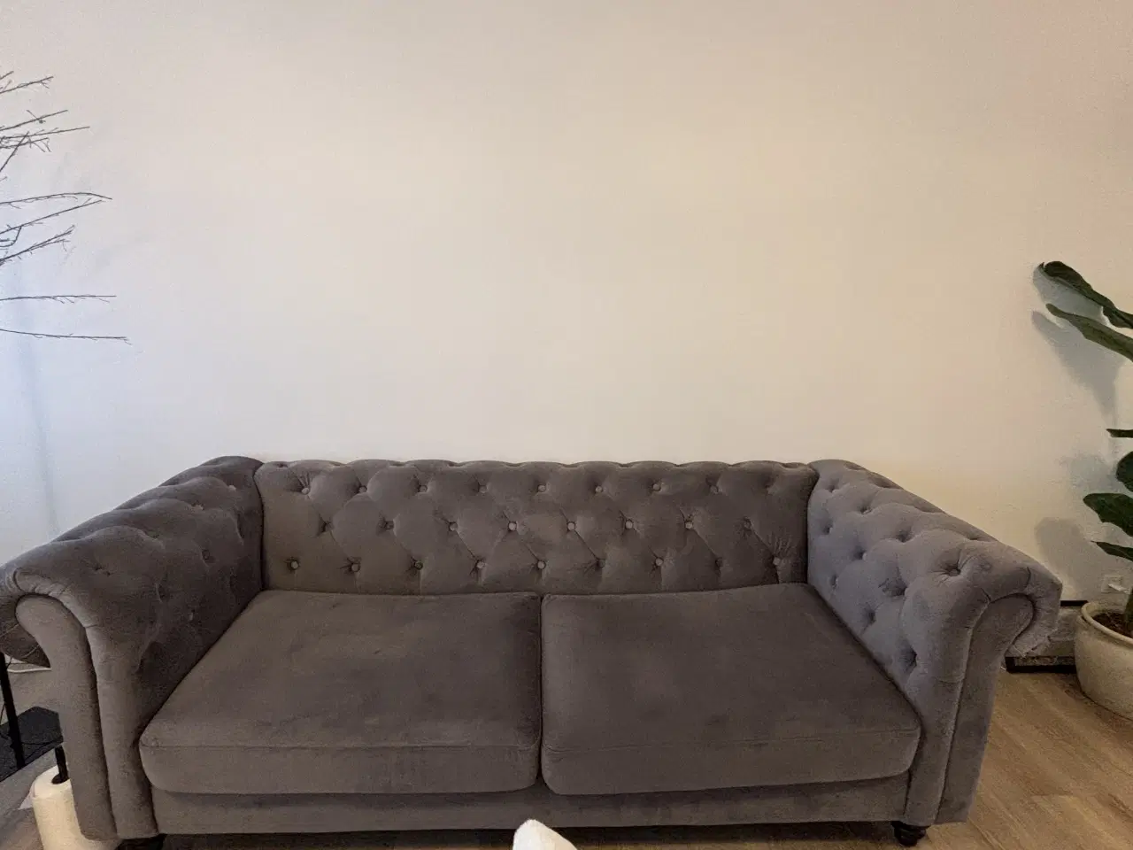 Billede 1 - Grå velour sofa 2 x 3 personer 