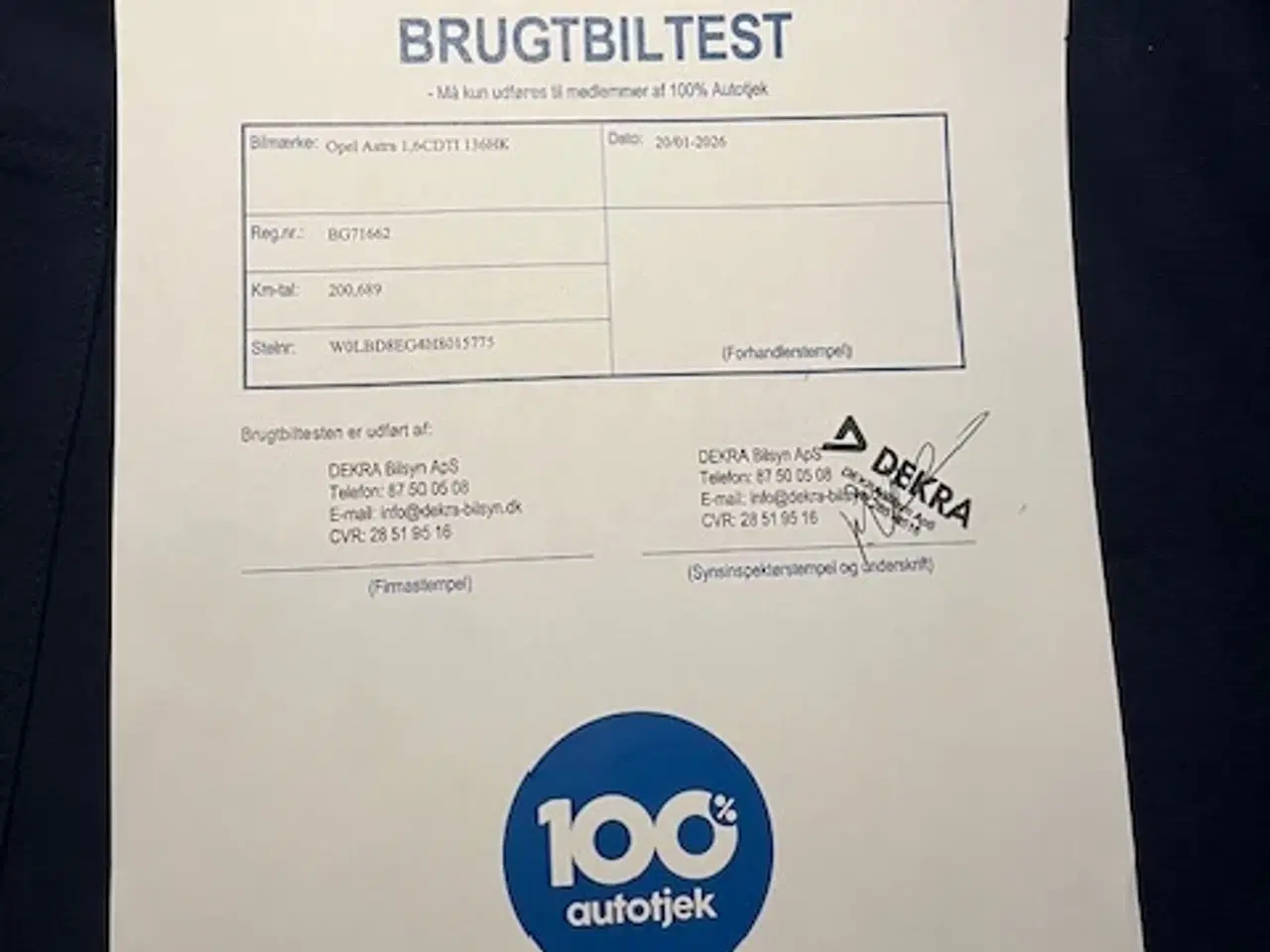 Billede 1 - Opel Astra Stationcar, DEKRA Brugtvognsattest