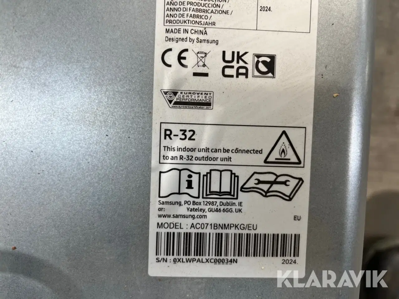 Billede 6 - Airconditioner / klimaanlæg indedel Samsung AC071BNMPKG - R-32