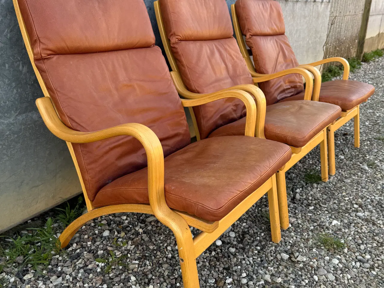 Billede 5 - STOUBY hvilestole i bøg m. Cognac farvet læder.
