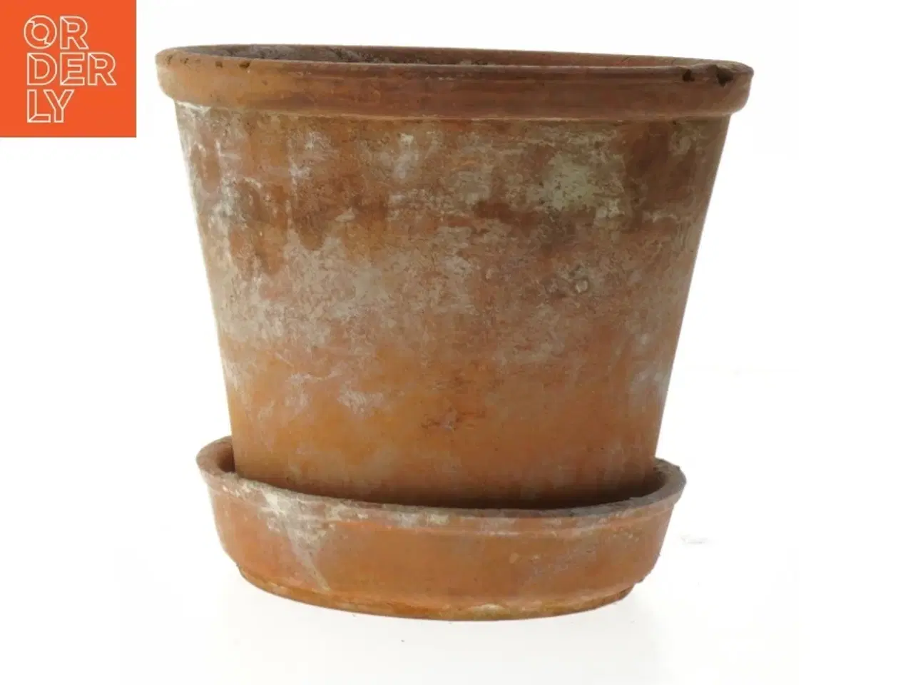 Billede 1 - Terrakottapotte med underskål (str. Ø. 16 cm. længde. 14 cm)