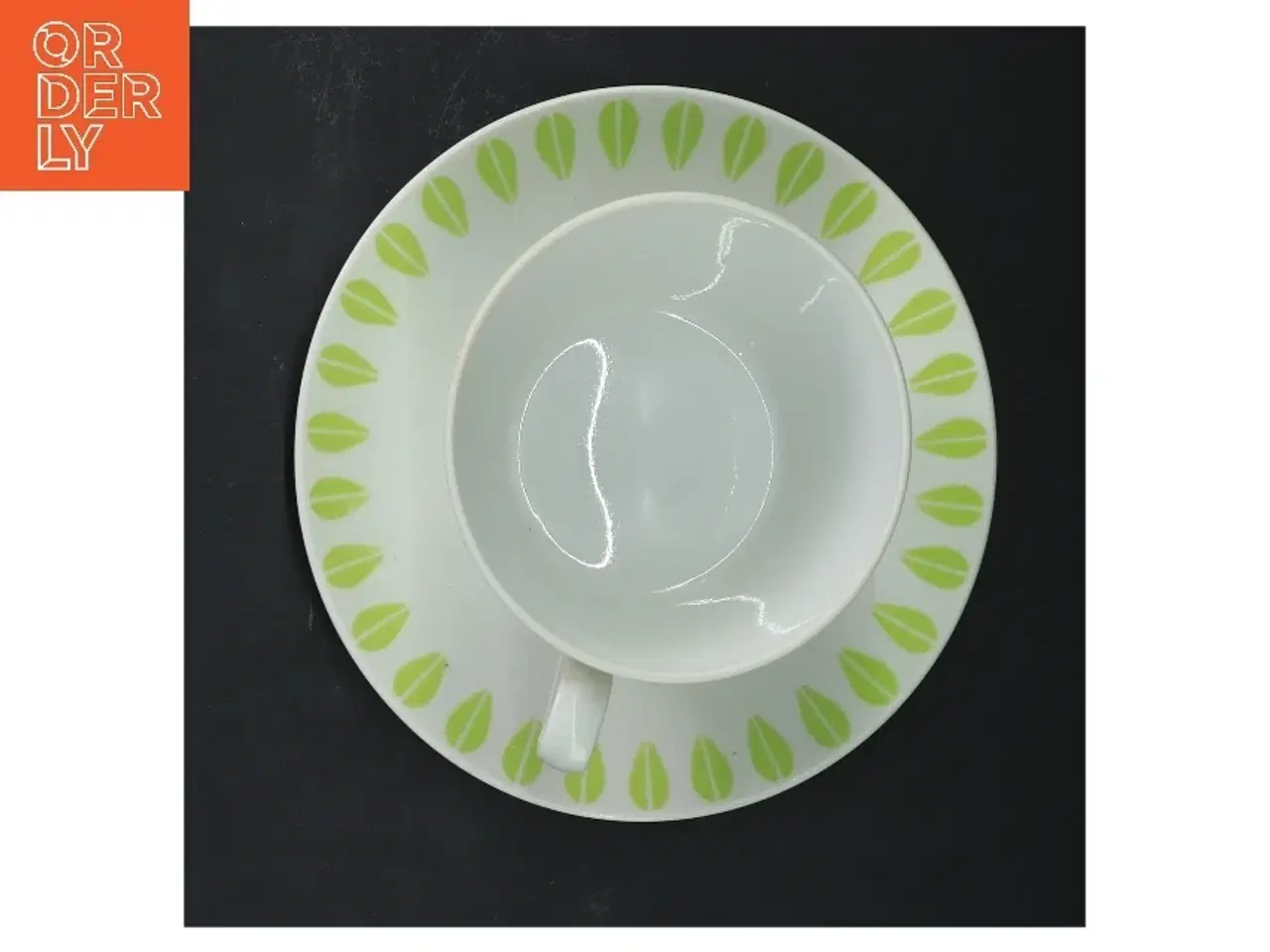 Billede 2 - Kaffekop med underkop fra Lotus Lyngby, flot stand (str. Ø 15 og 9,5 cm)