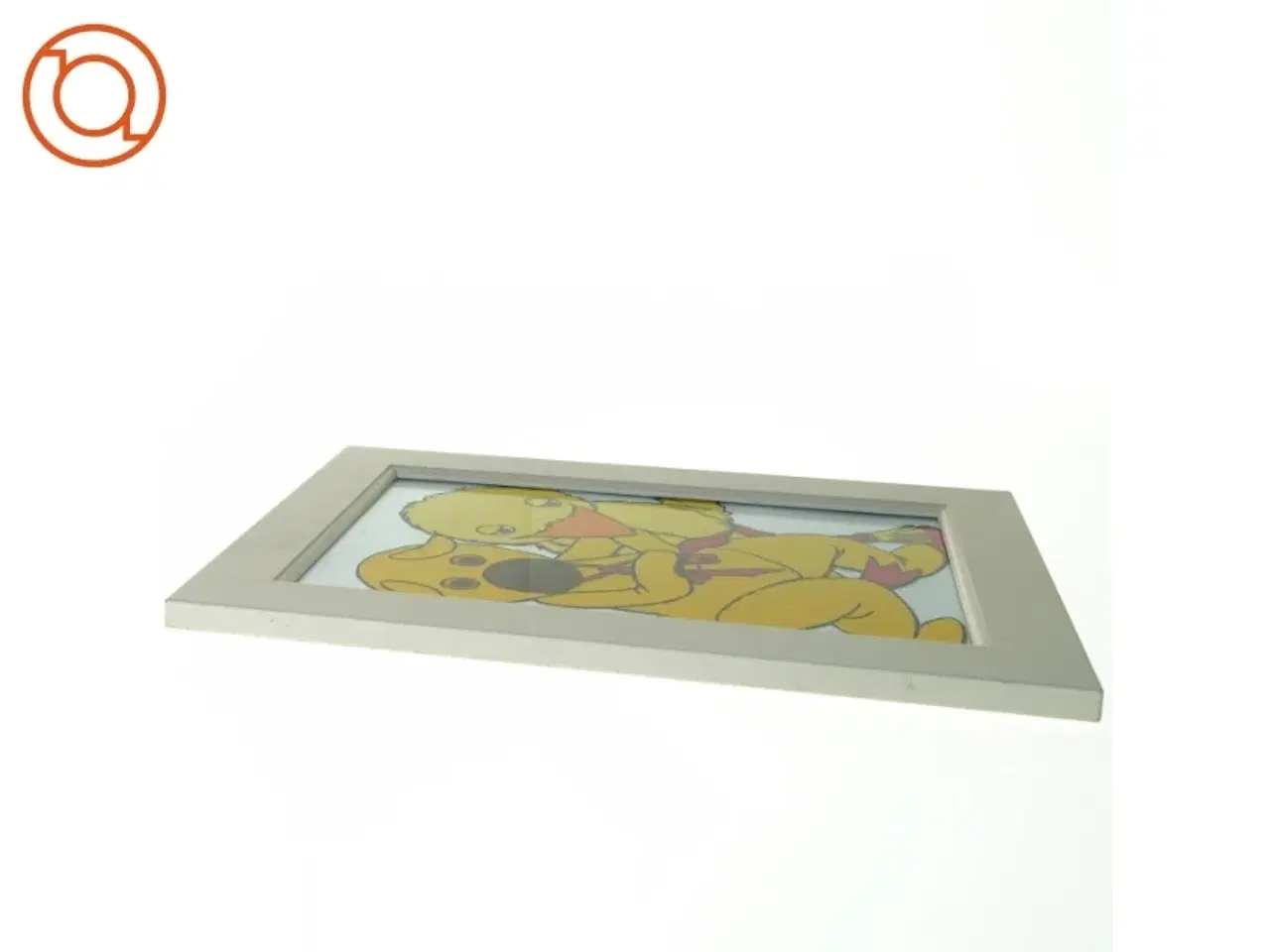 Billede 3 - Stofbillede af Bamse og kylling i hvid ramme