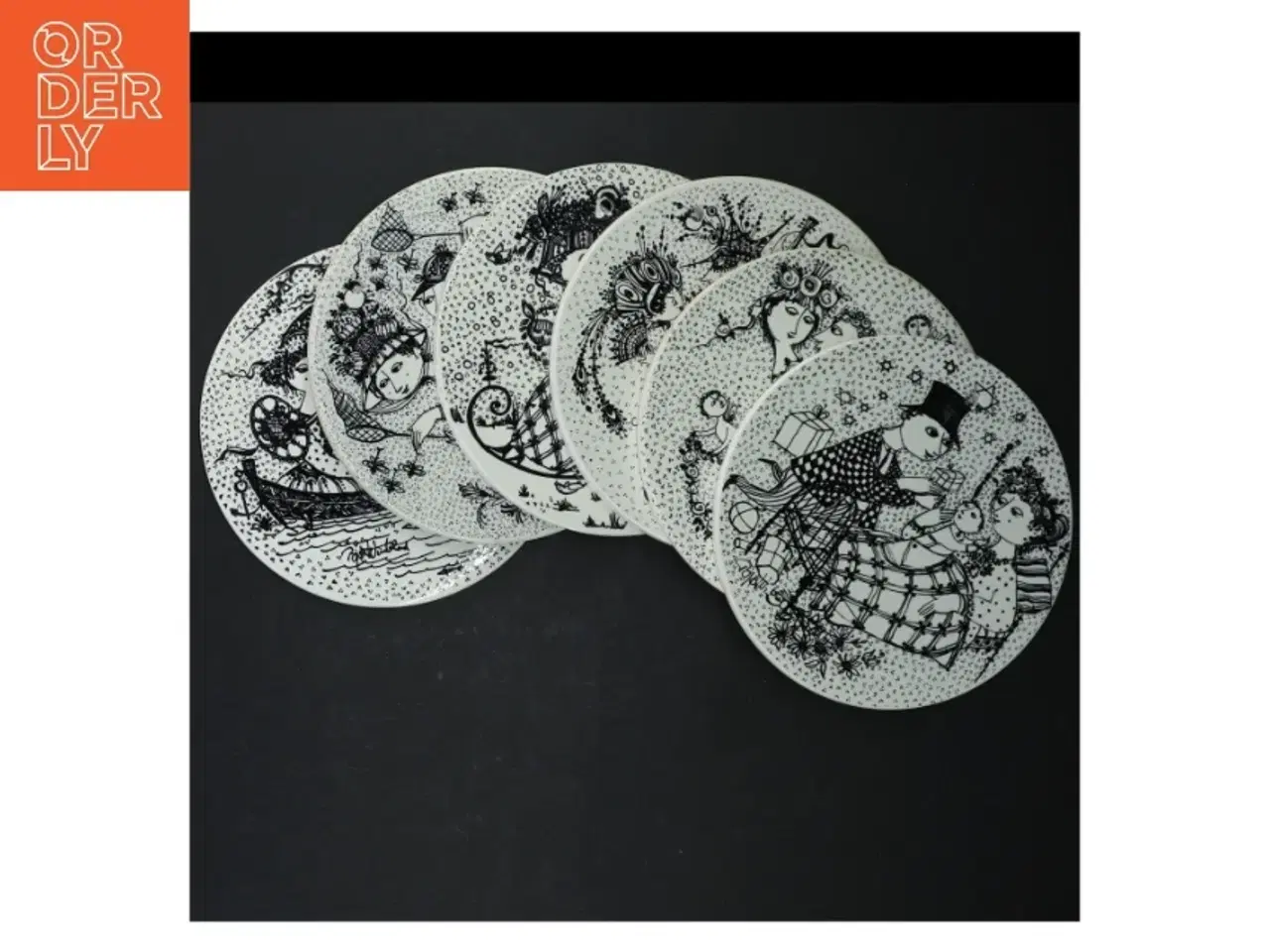 Billede 1 - Bjørn Wiinblad porcelænstallerkener fra Nymlle (str. Ø. 15 cm. 6 styk)