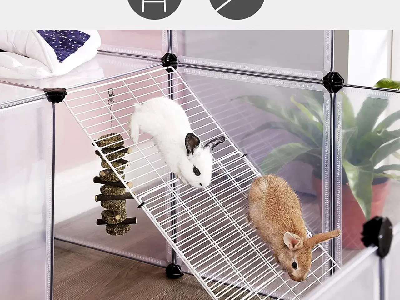 Billede 4 - Marsvinebur legehave fra SONGMICS – modulært DIY hyttebur, hvid (LPC004W01)