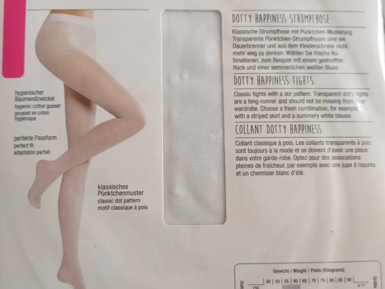 Billede 2 - Hvide Nylonstrømper med hvide prikker