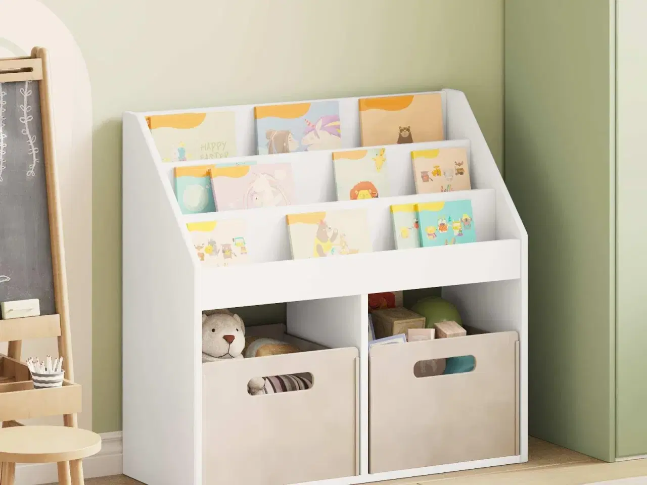 Billede 1 - Børnebogreol Hvid 72,5 x 29,5 x 69 cm Konstrueret træ