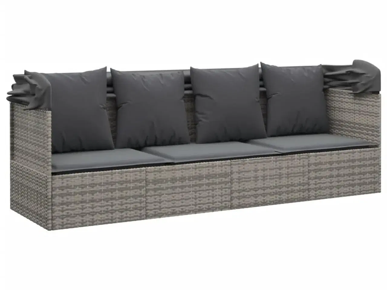 Billede 6 - Udendørs loungesofa med tag og hynder polyrattan Grøn