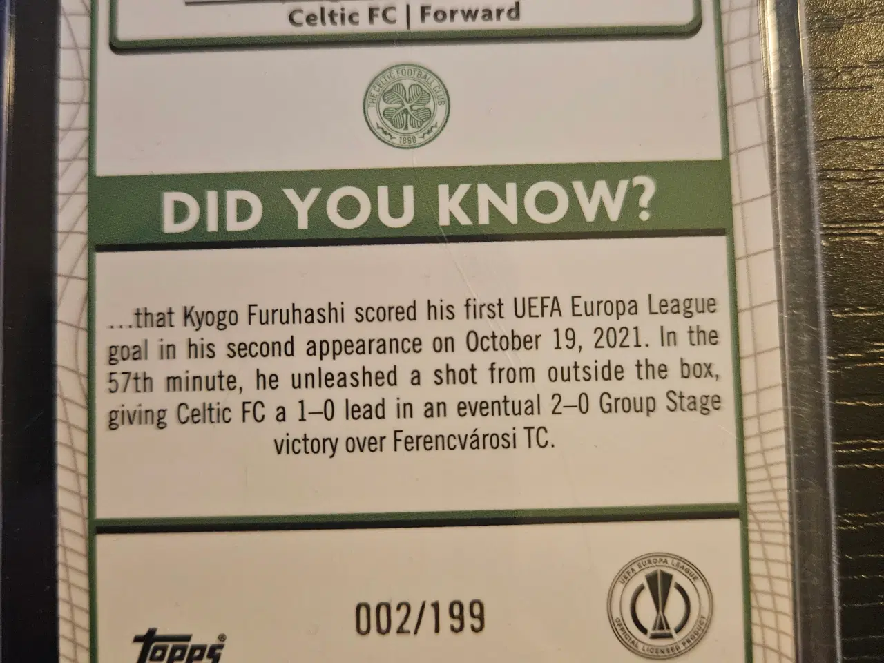Billede 2 - Kyogo Furuhashi 002/199 Fodboldkort