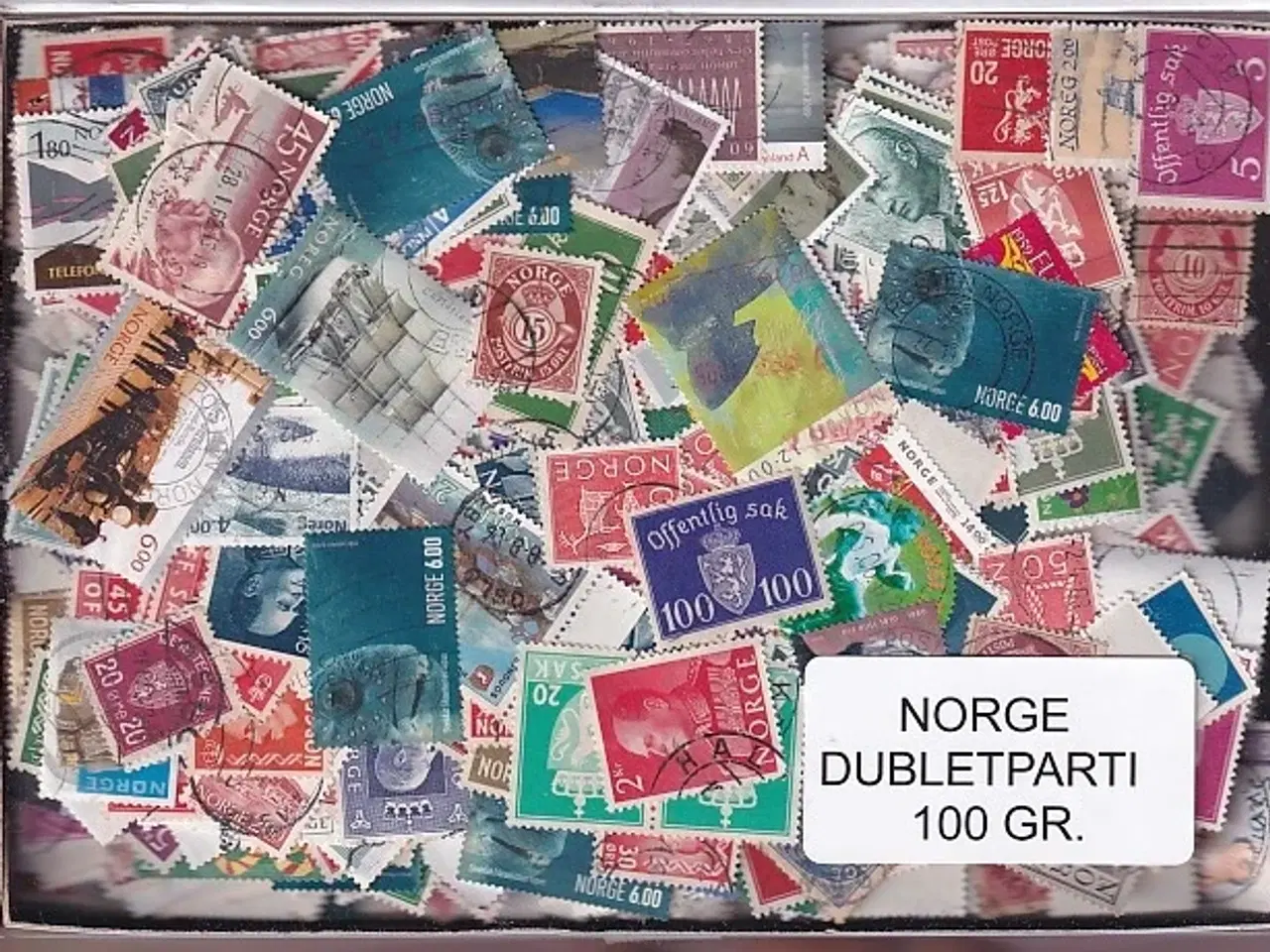 Billede 1 - Norge Dubletparti 100 gram afvaskede frimærker.