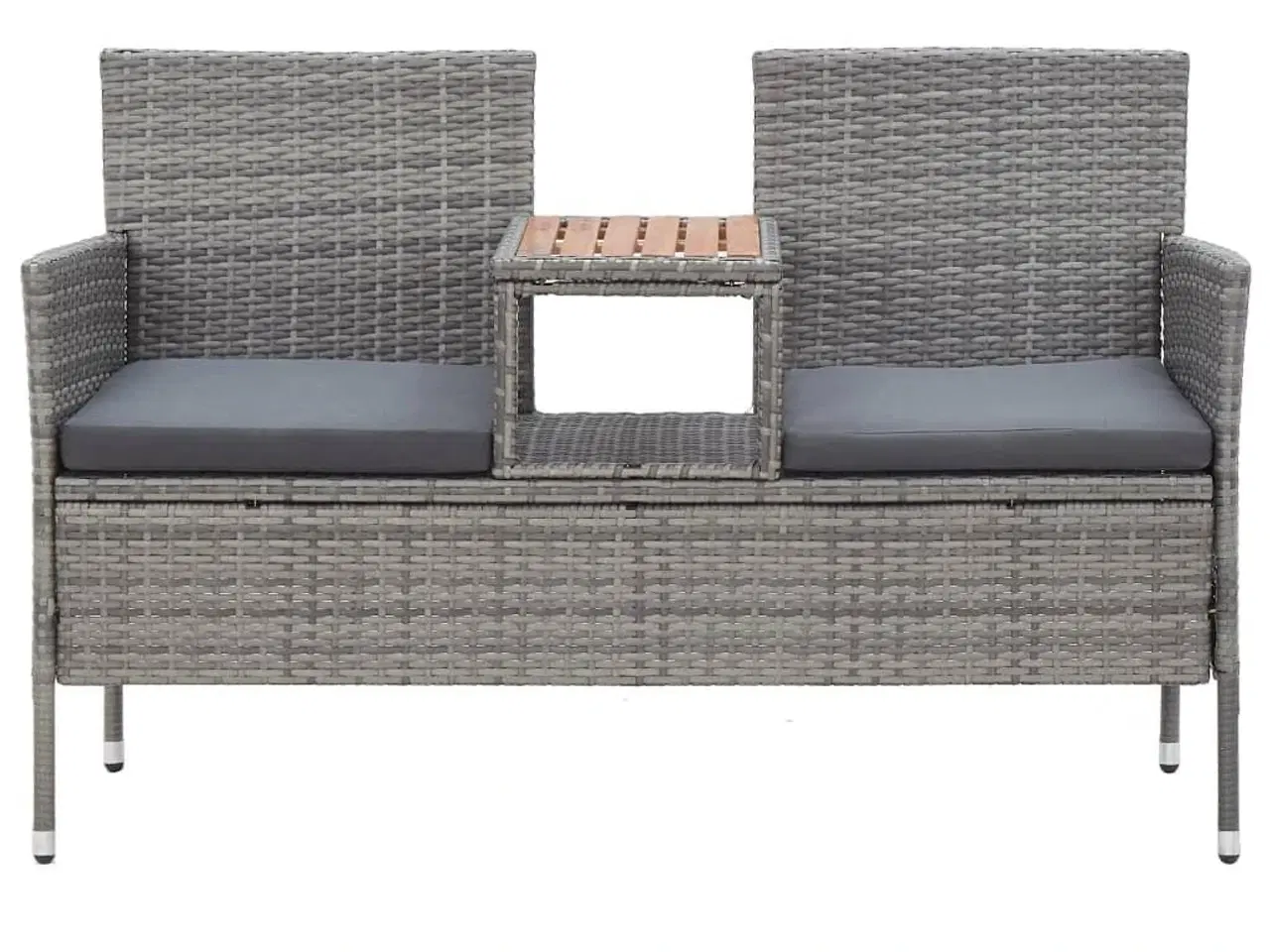 Billede 2 - 2-personers havebænk med tebord 143 cm polyrattan grå