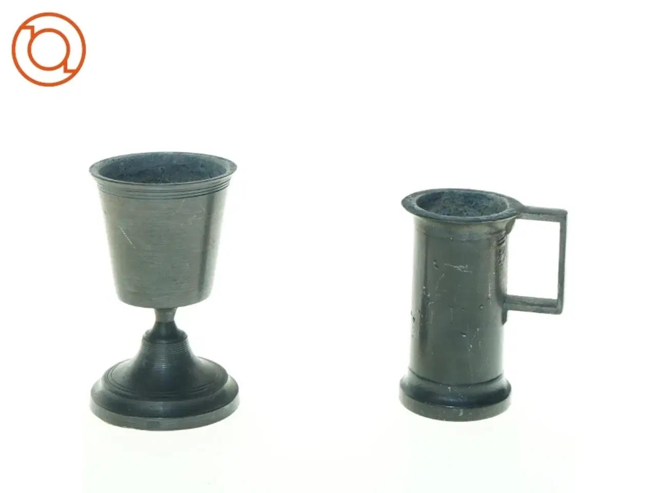 Billede 1 - Tin bæger og pokal (str. 8 x 4 cm 9 x 5 cm)