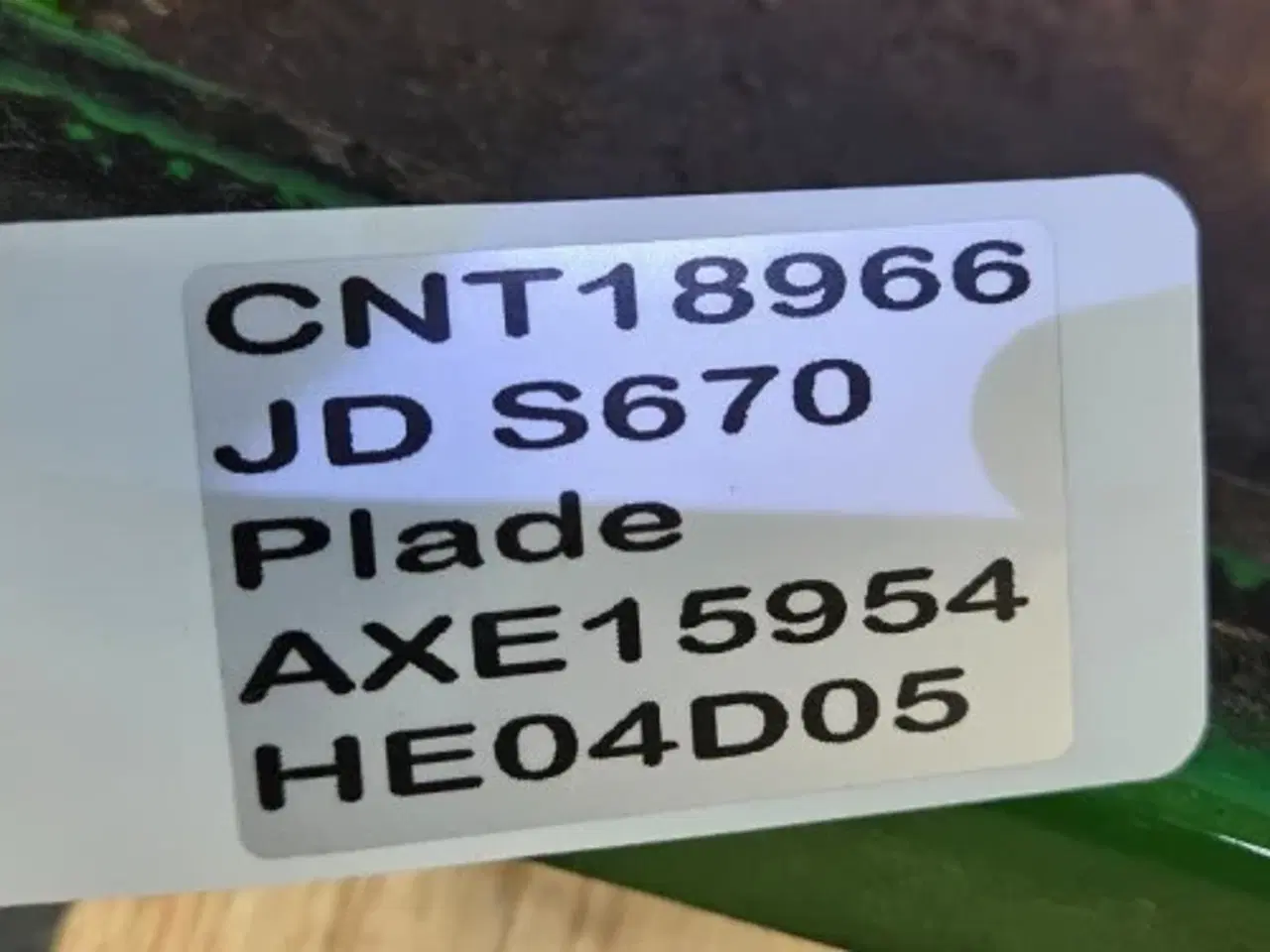 Billede 3 - John Deere S670 Plade AXE15954