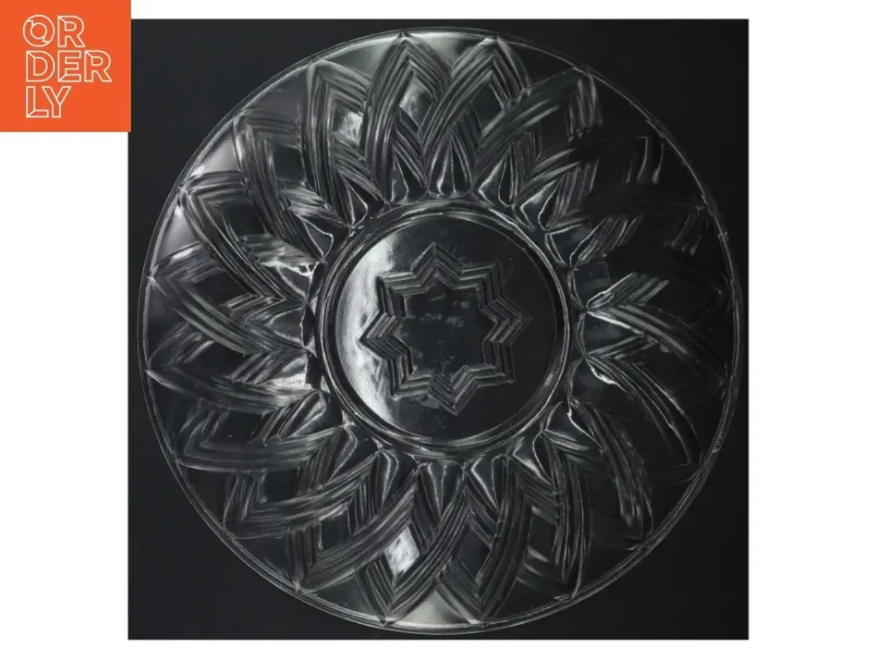 Billede 3 - Antikt Glasfad med mønster (str. Ø 29 cm)