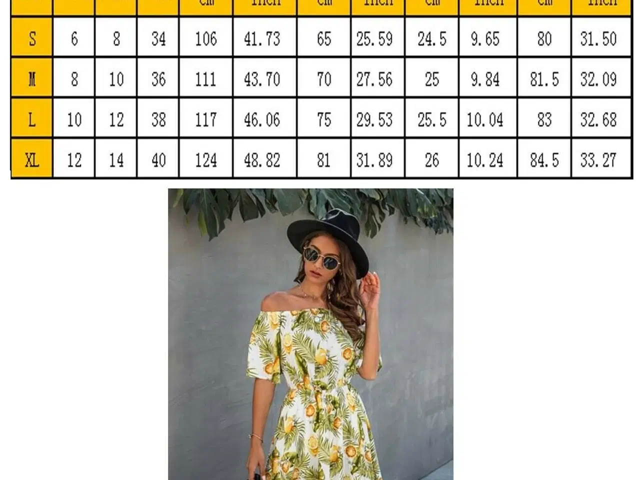 Billede 2 - kjole-mini med flot print af Citrus frugter/M og L