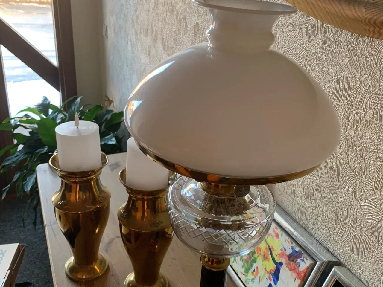 Billede 1 - Antik Messing lampe + 2 vaser