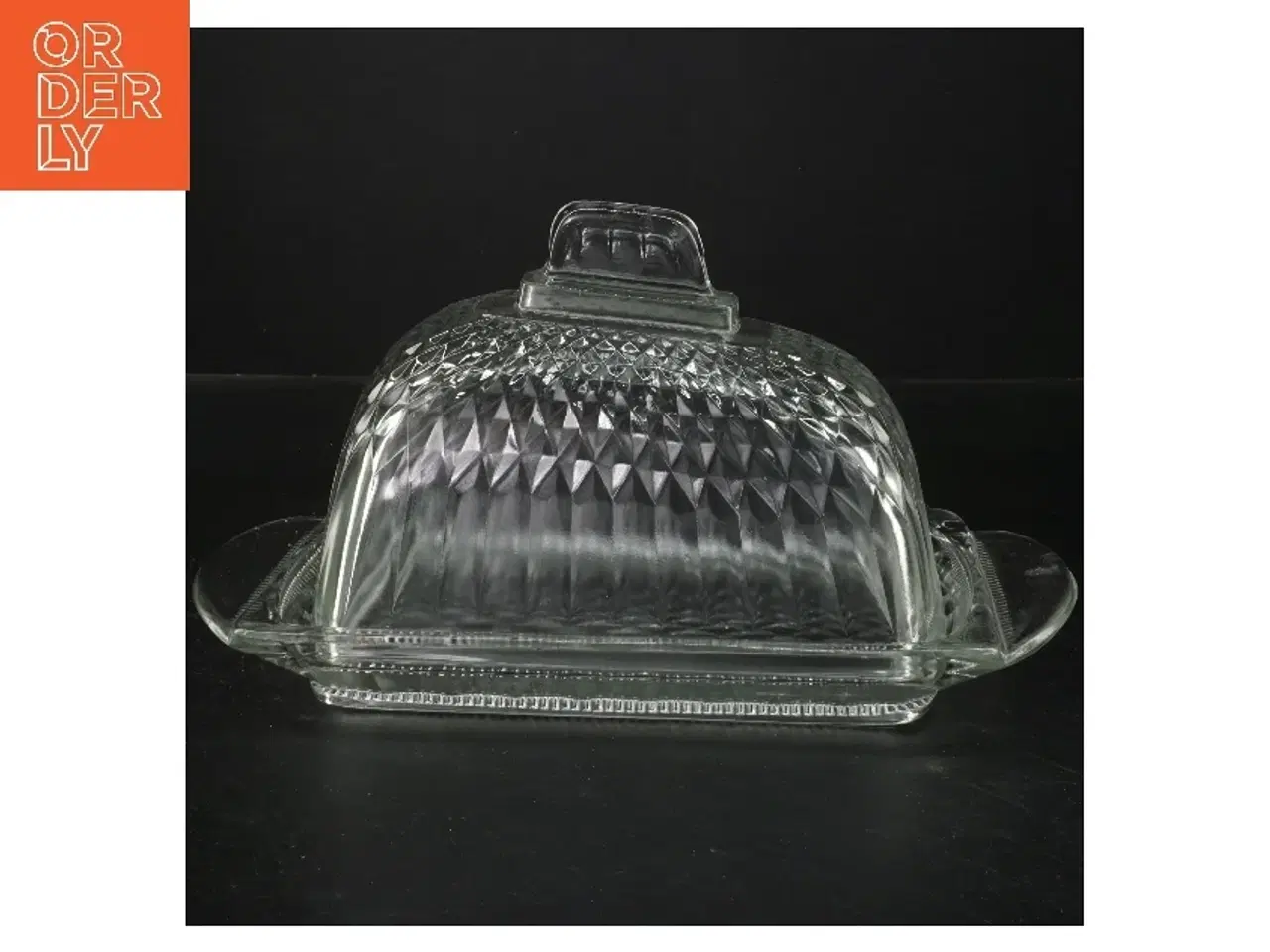 Billede 1 - Vintage Glas Smørskål med låg (str. 27x15&19x12x12 cm)